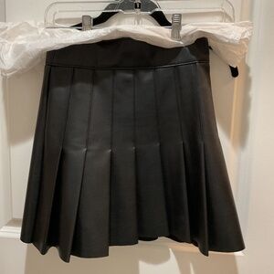 Pleated Vegan Leather Mini Skirt - Size XXS